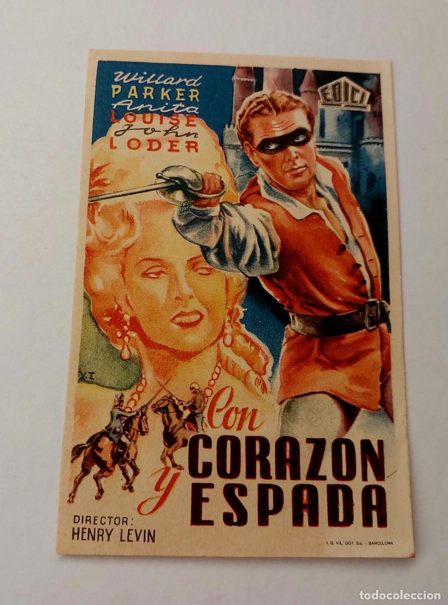 Cine: Con Coraz&oacute;n y Espada 1946 Sin Publicidad - Foto 1