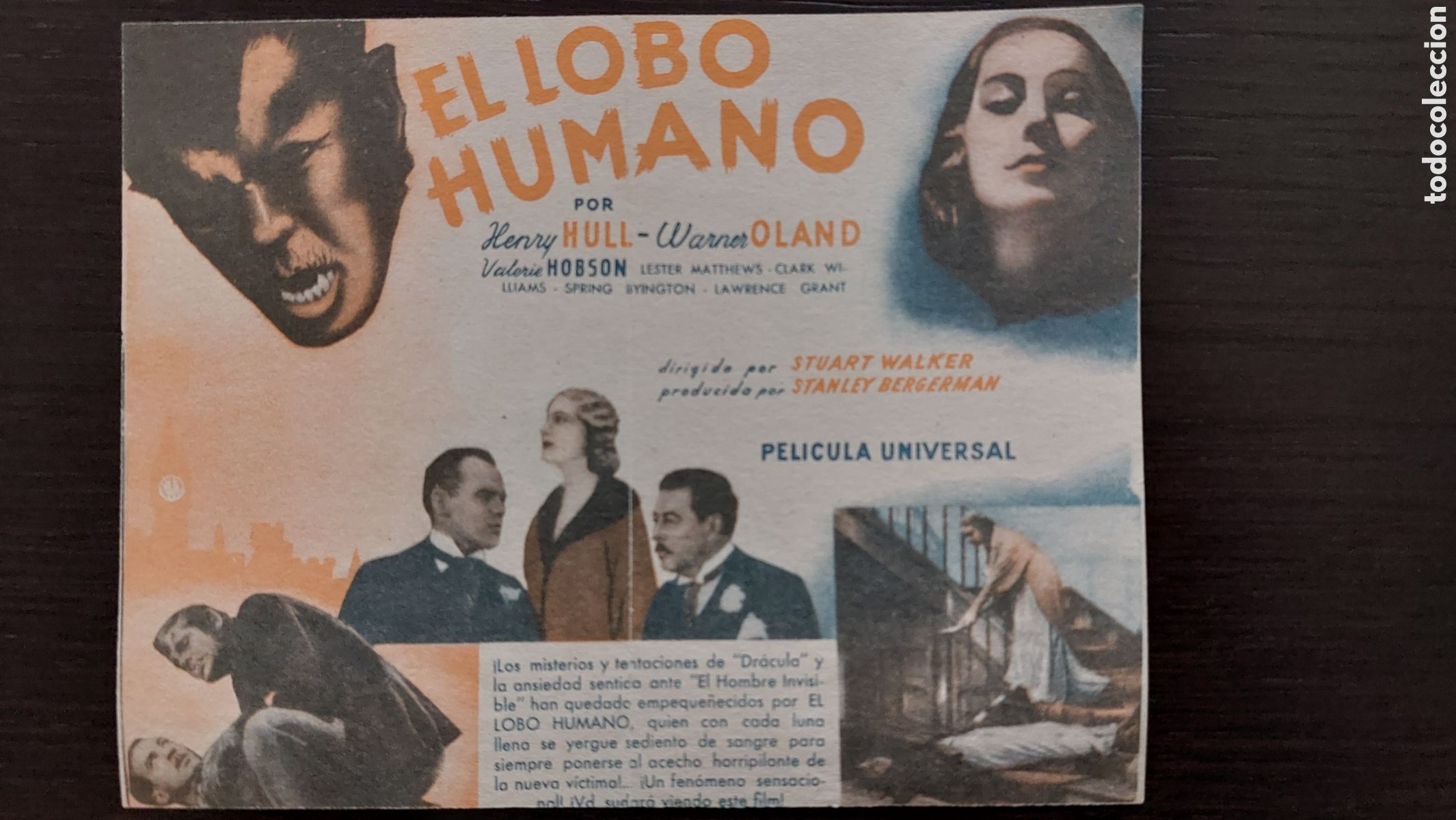 Cine: Programa facs&iacute;mil troquelado El Lobo Humano, Henry Hull. Pub. Apolo - Foto 1