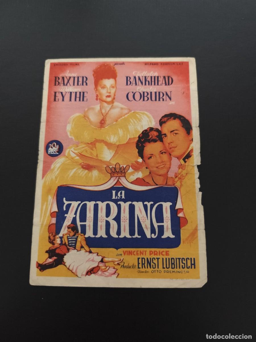  Foglietti di film di film antichi di cinema: La Zarina con publicidad Cine Dorado Zaragoza