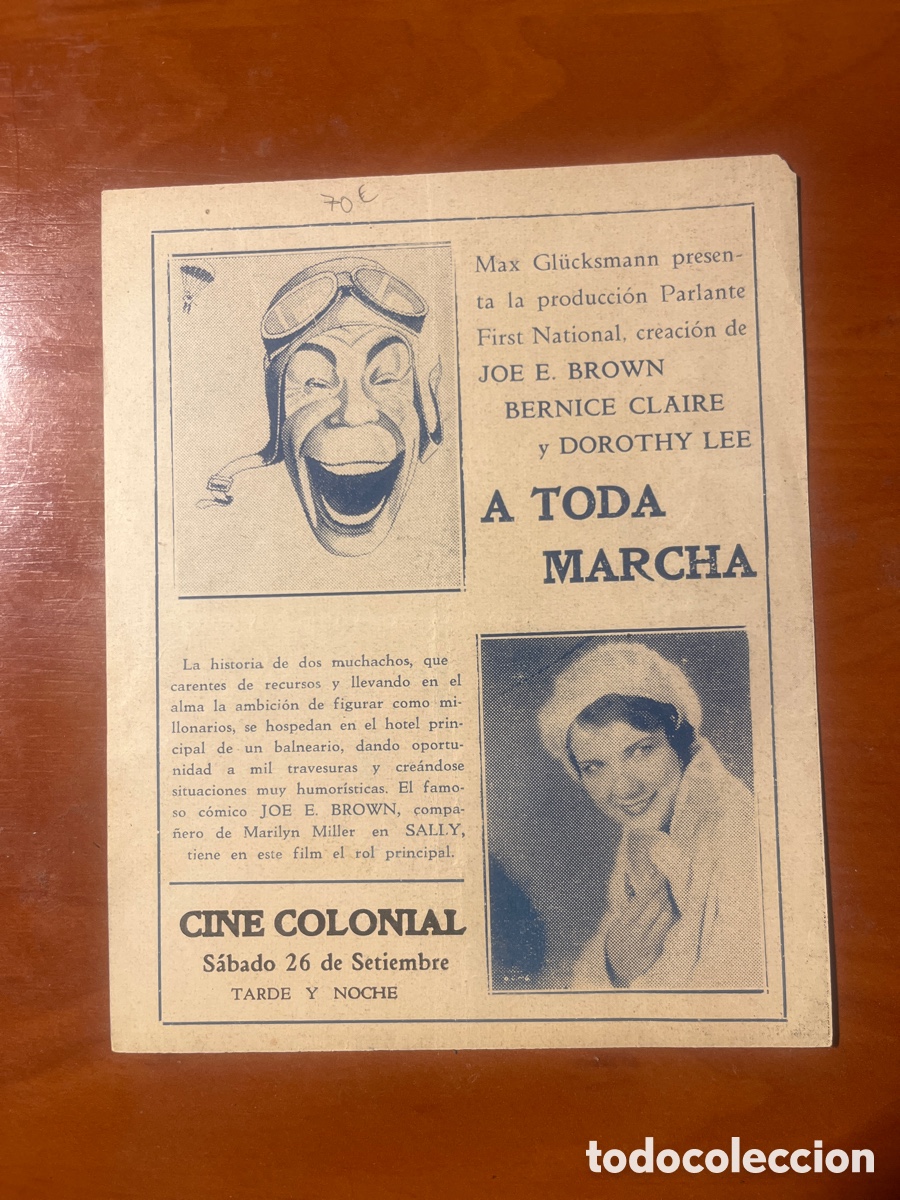 Cine: PROGRAMA A TODA MARCHA, JOE E.BROWN, (FIRST NATIONAL), RARO!! - Foto 2