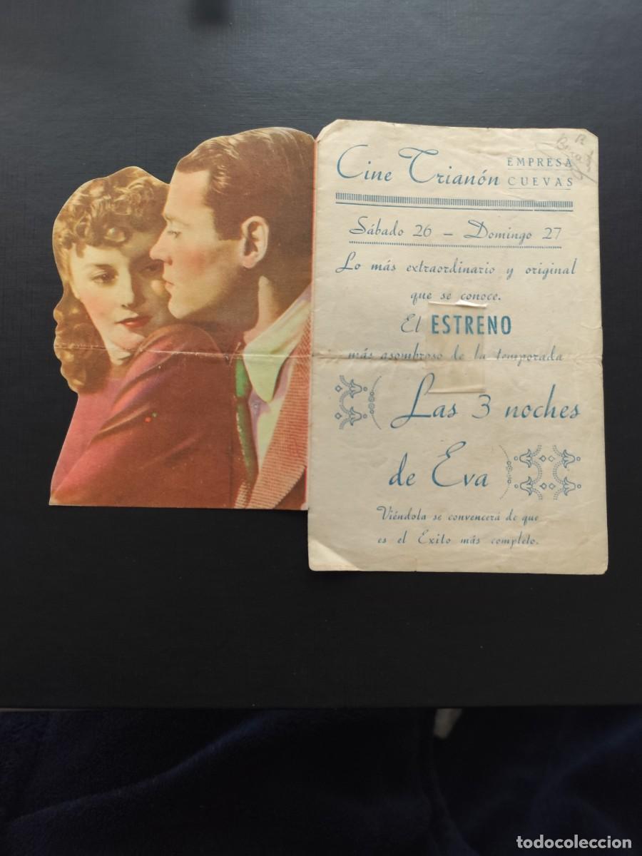  Foglietti di film di film antichi di cinema: Las 3 noches de Eva Doble troquelado con publicidad Cine Trianon