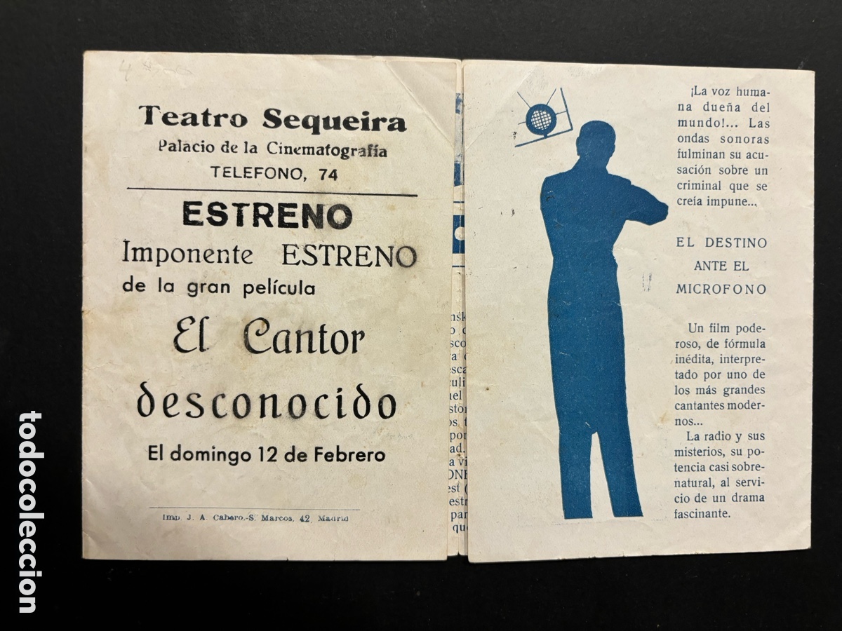 Cine: Programa el cantor desconocido simone cerdan con publicidad teatro sequeira A11 - Foto 2