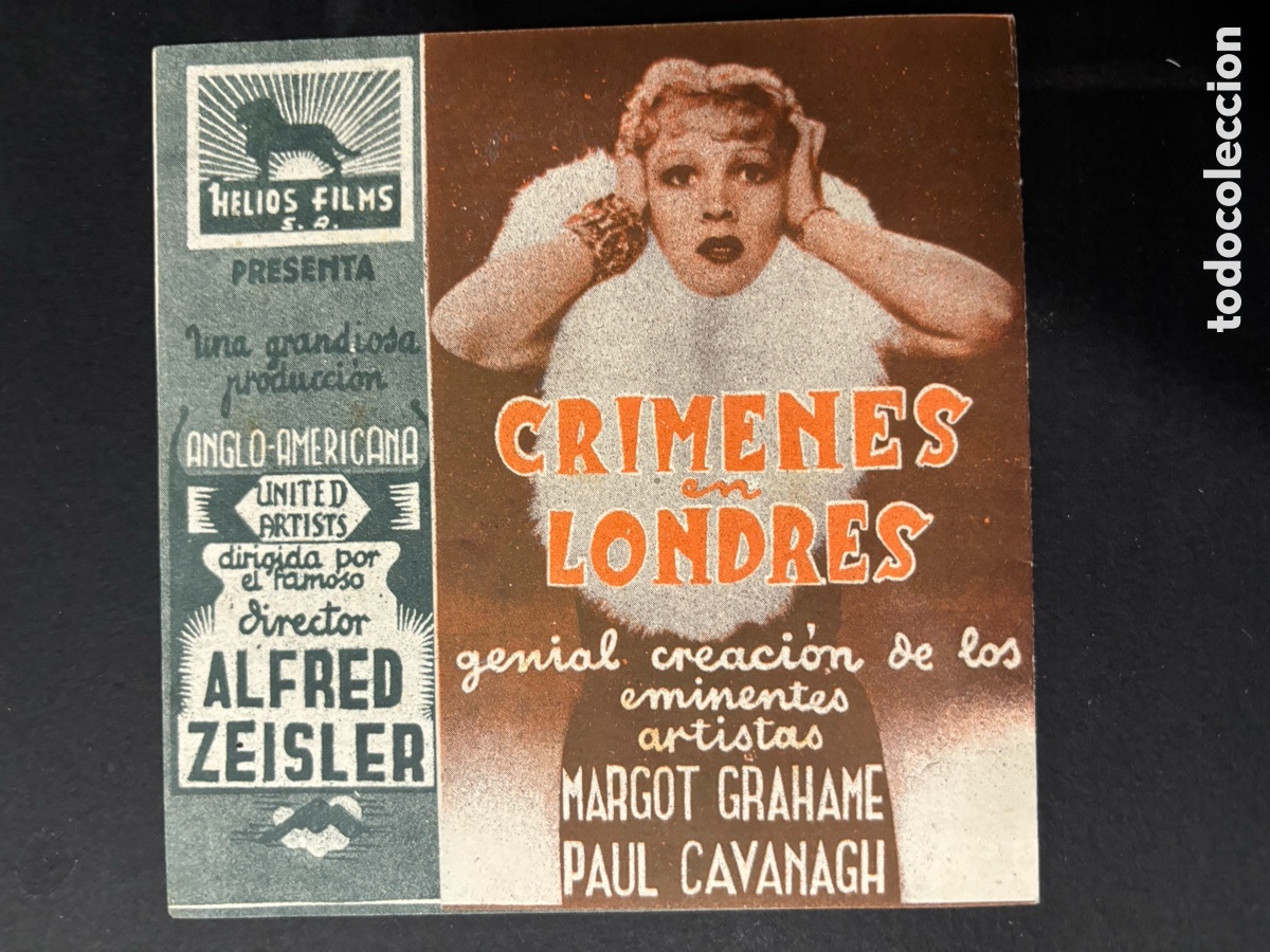 Cinema: Programa cr&iacute;menes en Londres margot grahame con publicidad cine mundial A11