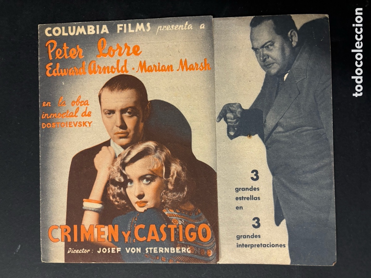 Cinema: Programa crimen y castigo Peter lorre con publicidad teatro principal A11