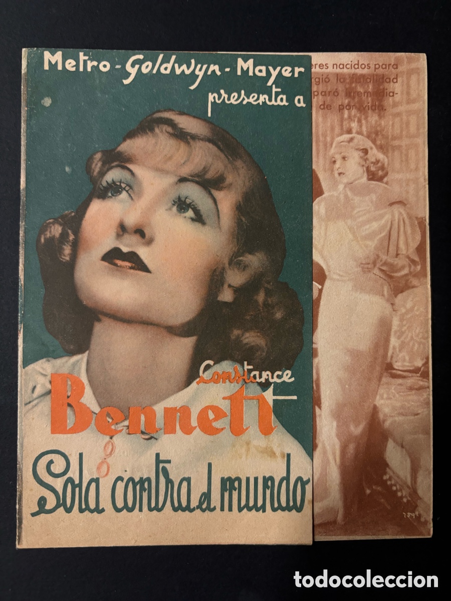  Foglietti di film di film antichi di cinema: Programa sola contra el mundo Constance bennett con publicidad cine el dorado valencia A11