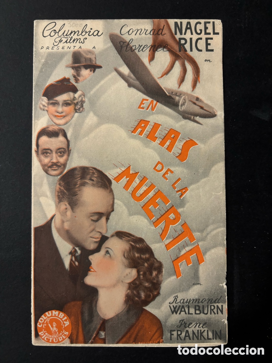  Foglietti di film di film antichi di cinema: Programa en alas de la muerte conrad Nagel con publicidad cinema centre fraternal Palafrugell A11