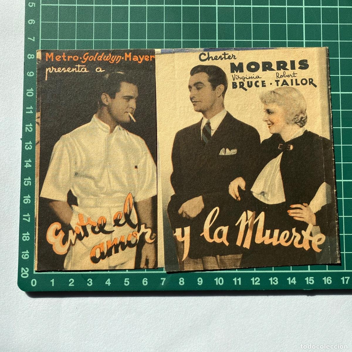  Flyers Publicitaires de films Anciens: Programa de cine folleto de mano pelicula Entre el amor y la muerte salon Dore 1935