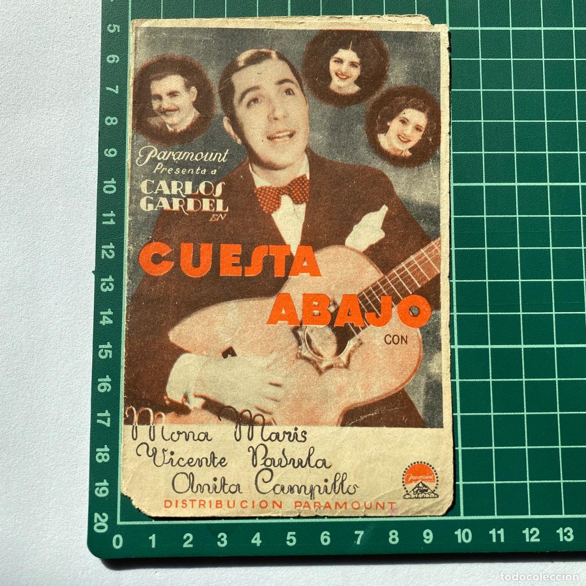  Flyers Publicitaires de films Anciens: Programa de cine folleto de mano pelicula Cuesta abajo Campos Eliseos