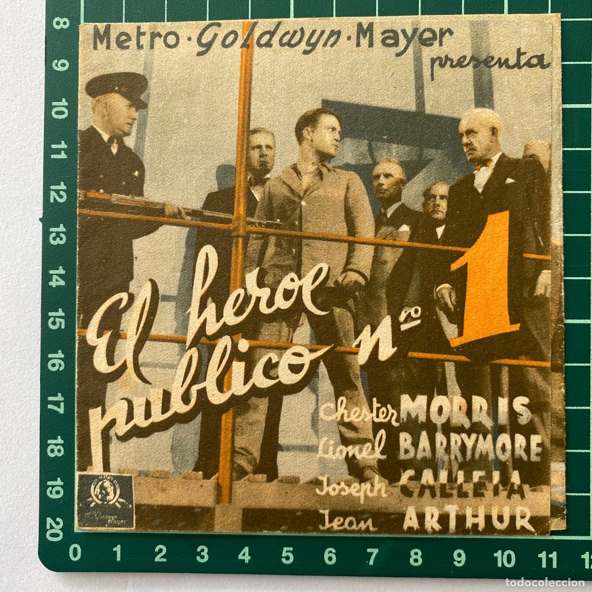  Flyers Publicitaires de films Anciens: Programa de cine folleto de mano pelicula El heroe publico n&ordm; 1 Capitol