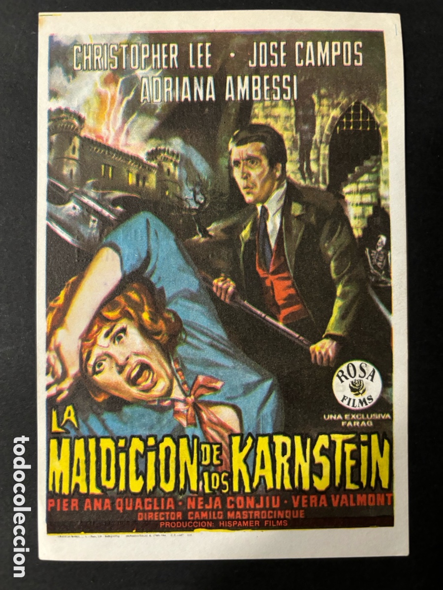 Cine: Programa la maldici&oacute;n de los karnstein Christopher lee con publicidad cine Roxy Santander A11 - Foto 1