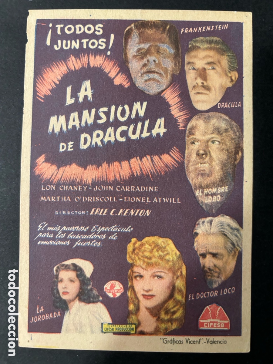 Cine: Programa la mansi&oacute;n de dracula Lon chaney A11 - Foto 1