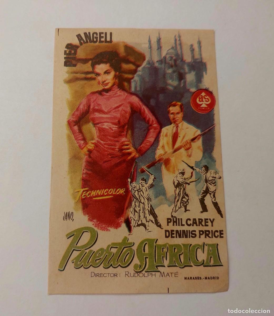 Folhetos de m&atilde;o de filmes antigos de cinema: Puerto Africa Pier Angeli 1956 Sin Publicidad