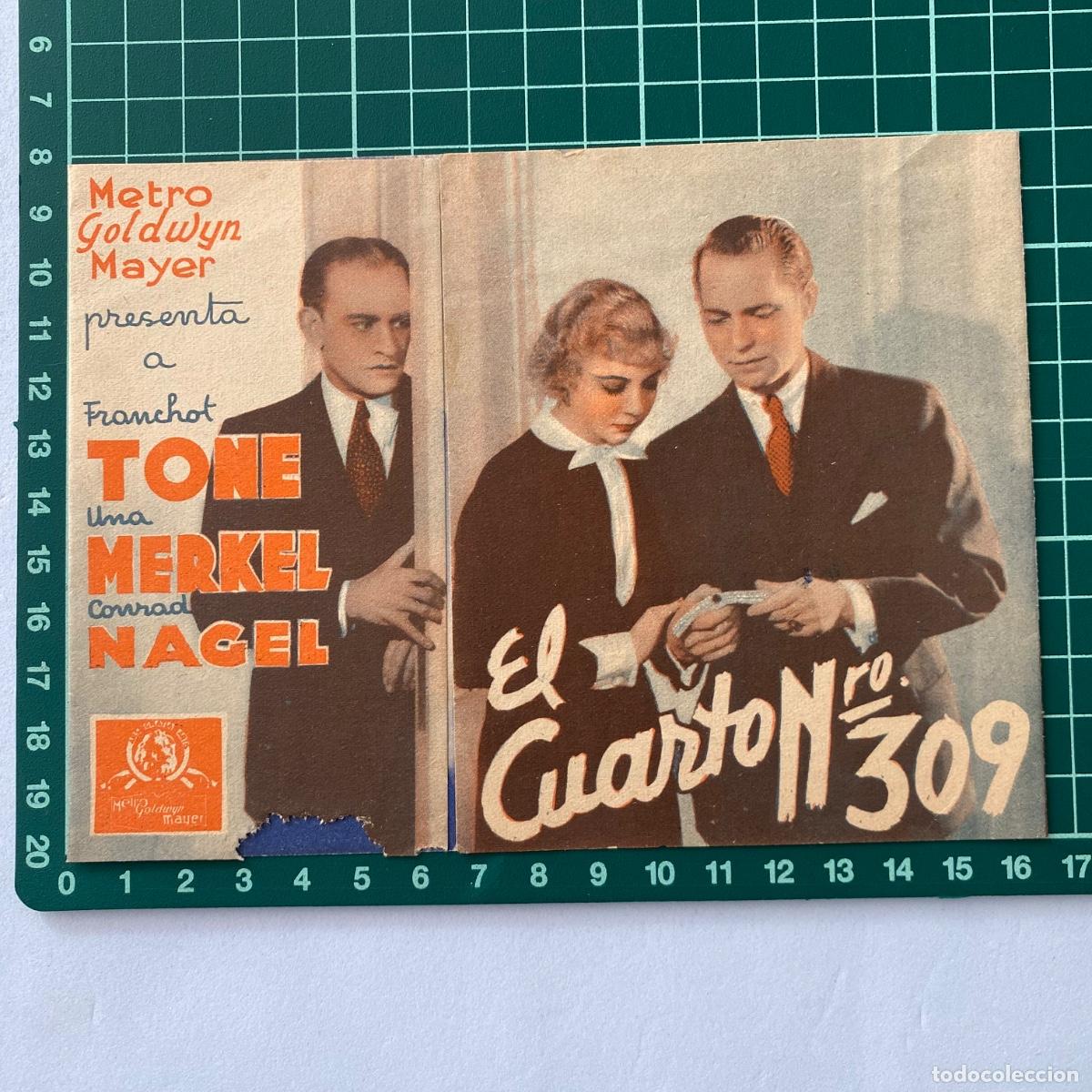 Folhetos de m&atilde;o de filmes antigos de cinema: Programa de cine folleto de mano pelicula El cuarto n&ordm; 309 1937 Royal