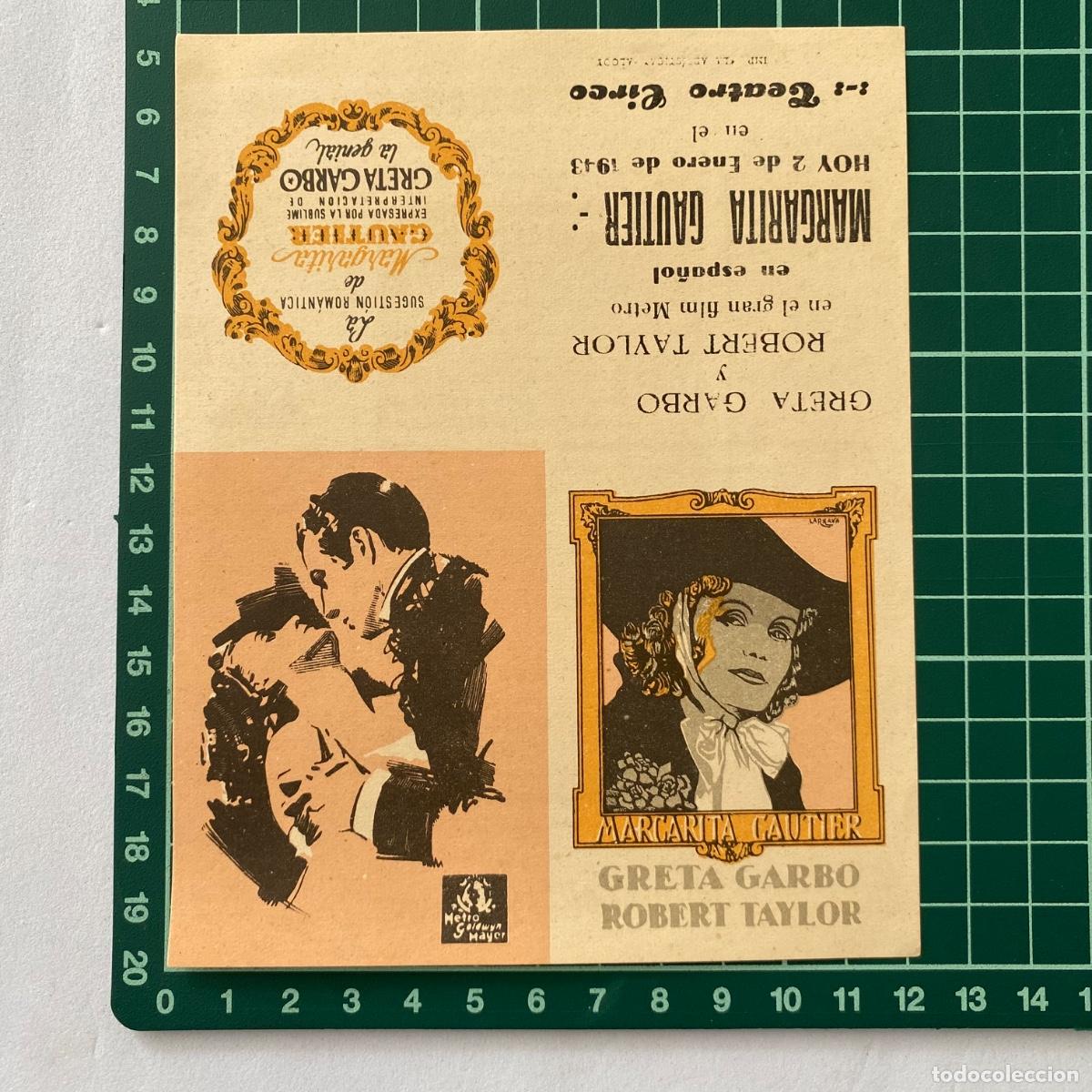 Folhetos de m&atilde;o de filmes antigos de cinema: Programa de cine folleto de mano pelicula Margarita Gautier 1943 Teatro Circo