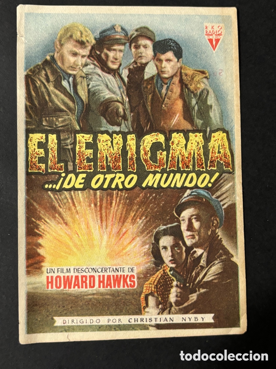 Folhetos de m&atilde;o de filmes antigos de cinema: Programa el enigma de otro mundo con publicidad cine turia Valencia A11