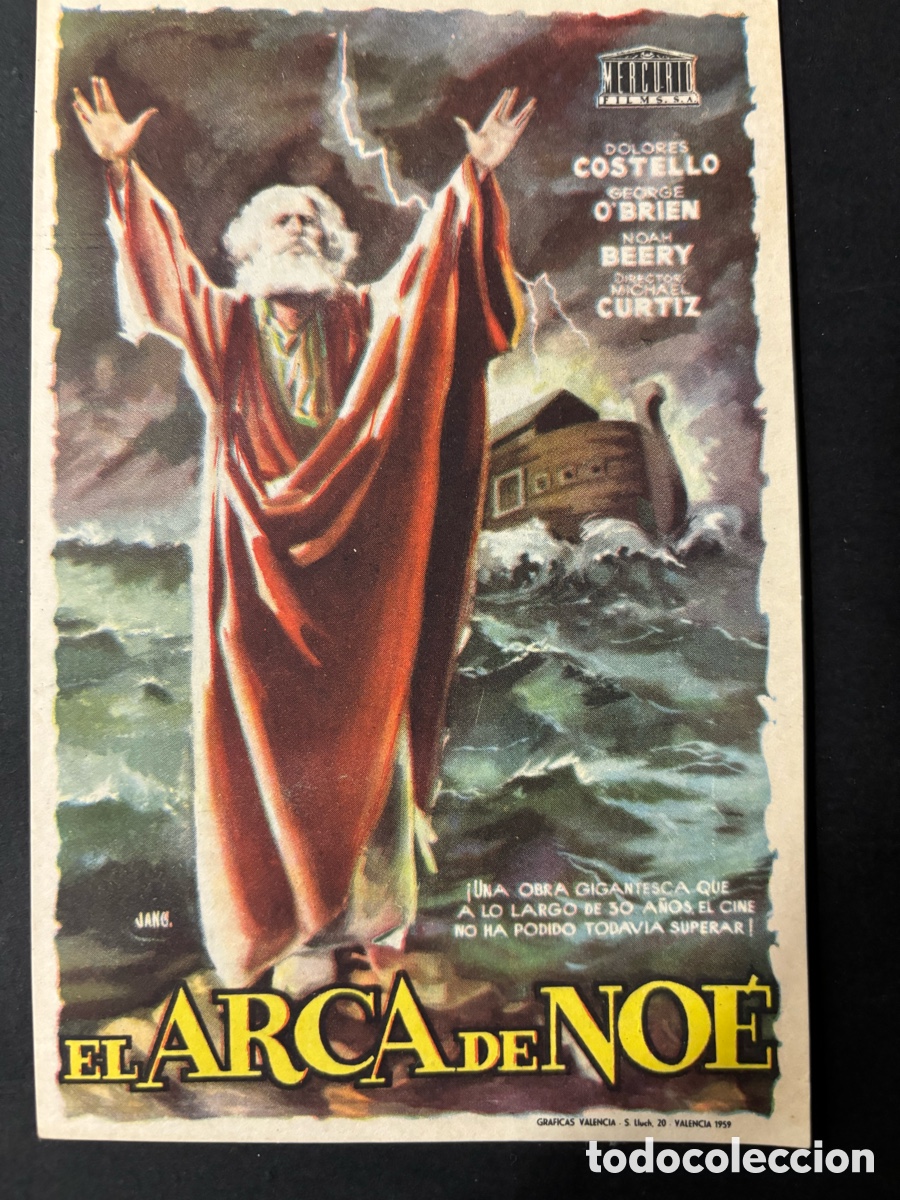 Folhetos de m&atilde;o de filmes antigos de cinema: Programa el arca de No&eacute; dolores costello con publicidad cine banda primitiva Liria A11