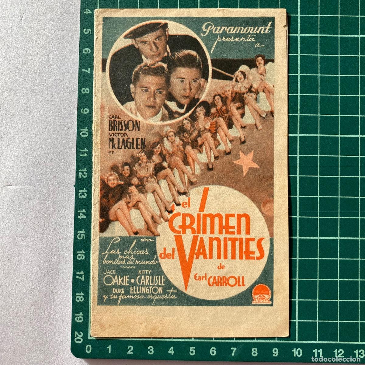  Flyers Publicitaires de films Anciens: Programa de cine folleto de mano pelicula El crimen del Vanities Coliseu empordanes Palafrugell 1935