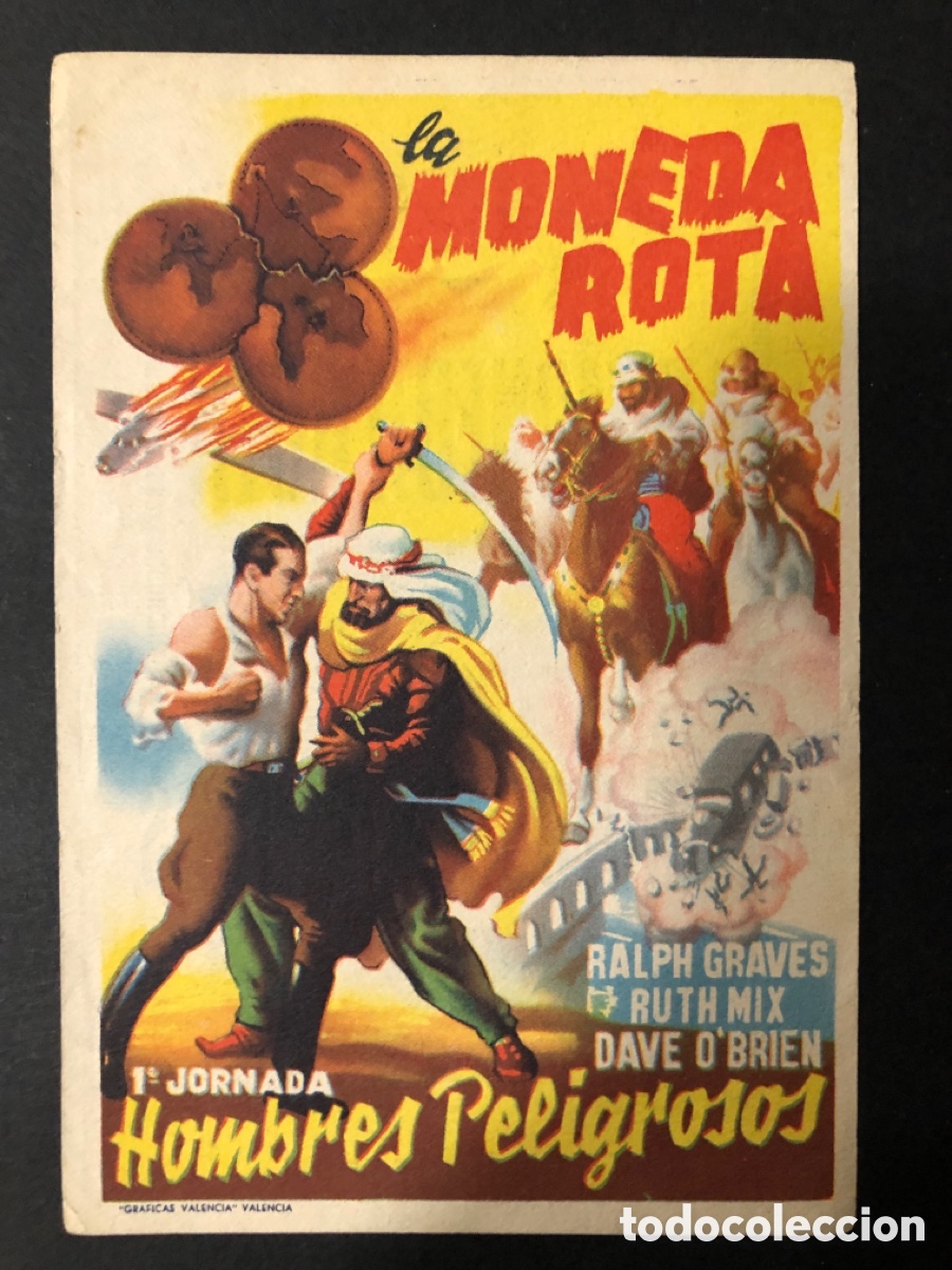 Cinema: Programa la moneda rota hombres peligrosos con publicidad cine G&oacute;ngora cordoba A11