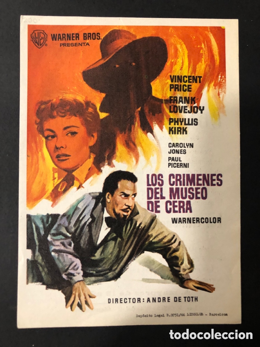 Cinema: Programa los cr&iacute;menes del museo de cera vincent price con publicidad cine cervantes Villena A11