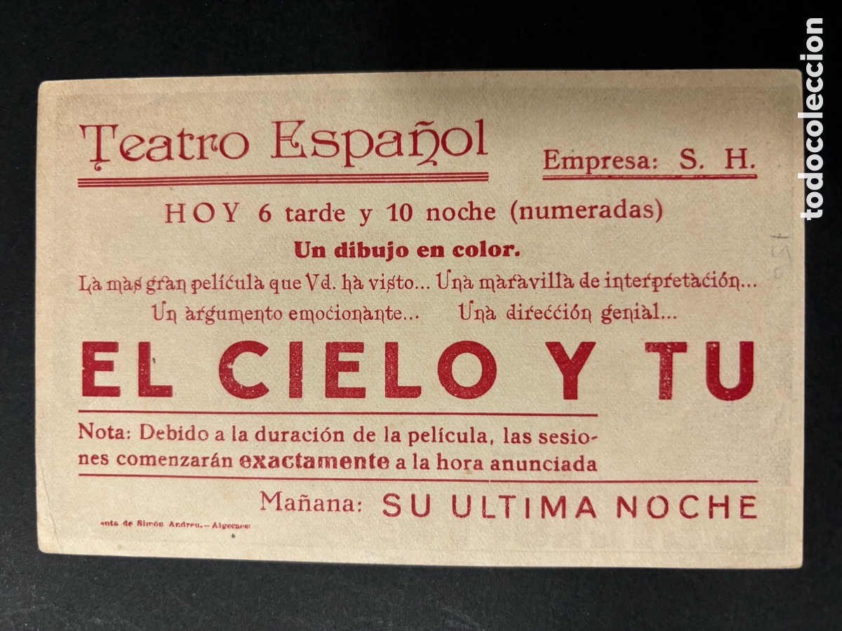 Cine: Programa el cielo y tu bette davis con publicidad teatro espa&ntilde;ol Algemes&iacute; A11 - Foto 2