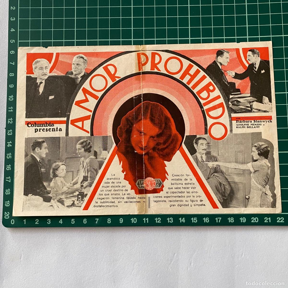 Cinema: Programa de cine folleto de mano pelicula Amor Prohibido 1933 Capitol