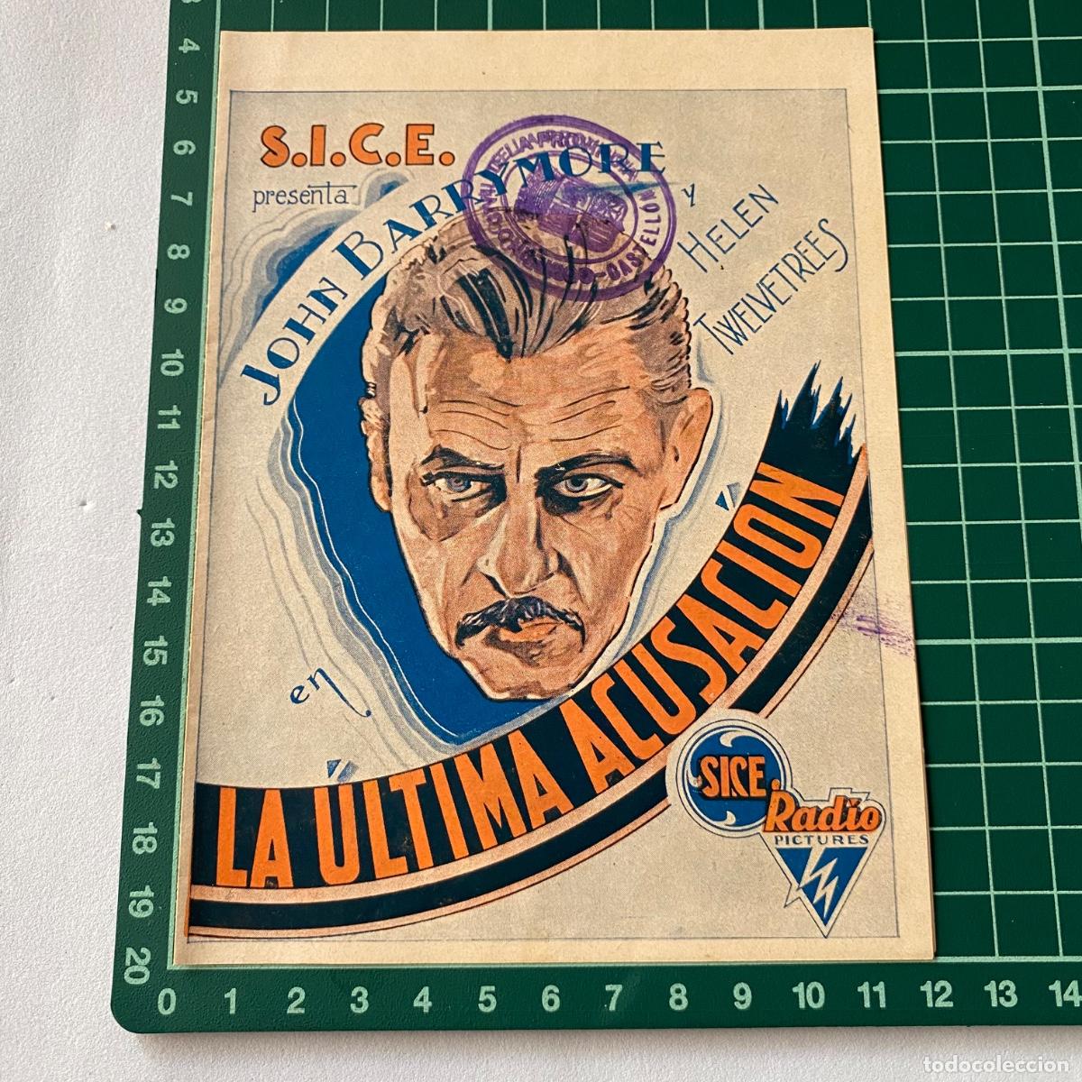 Cinema: Programa de cine folleto de mano pelicula La ultima acusacion teatro principal 1934