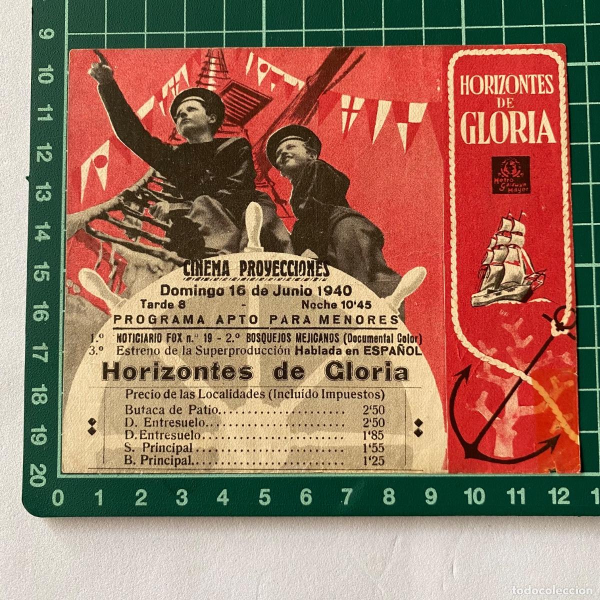 Cinema: Programa de cine folleto de mano pelicula Horizontes de gloria cinema proyecciones