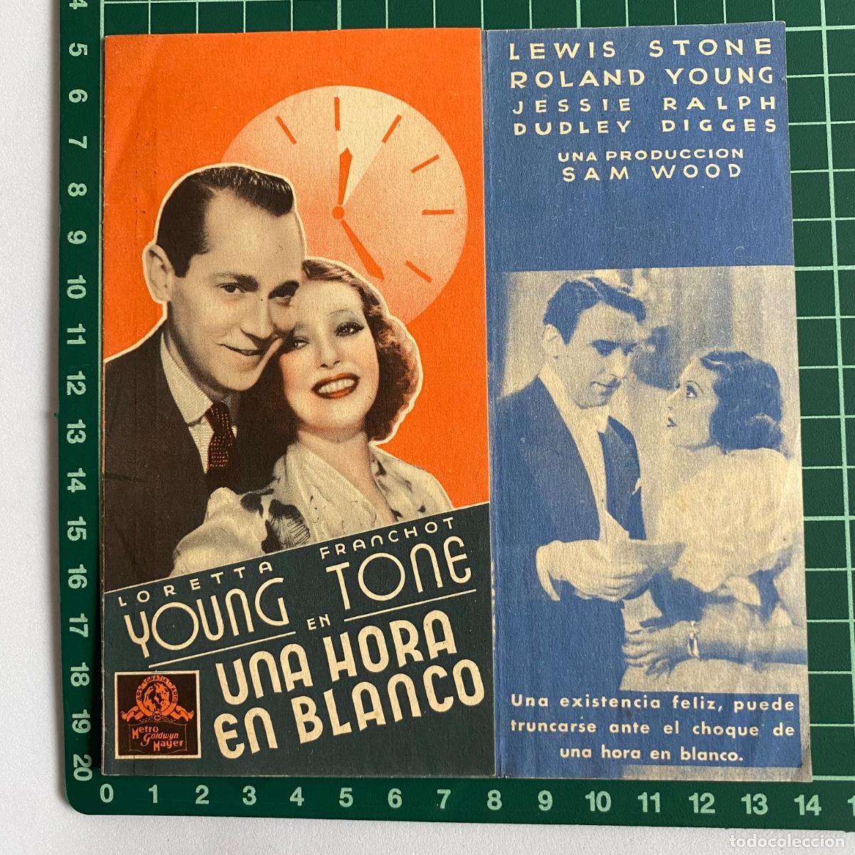 Cinema: Programa de cine folleto de mano pelicula Una hora en blanco Salon Romea 1940