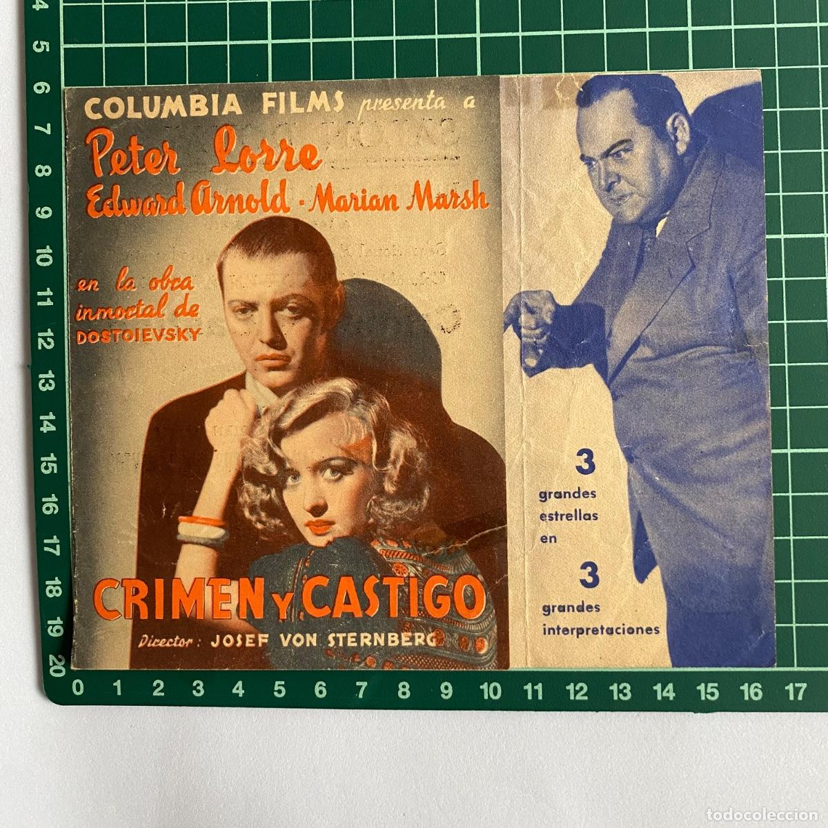 Cinema: Programa de cine folleto de mano pelicula crimen y castigo Salon Royal 1936