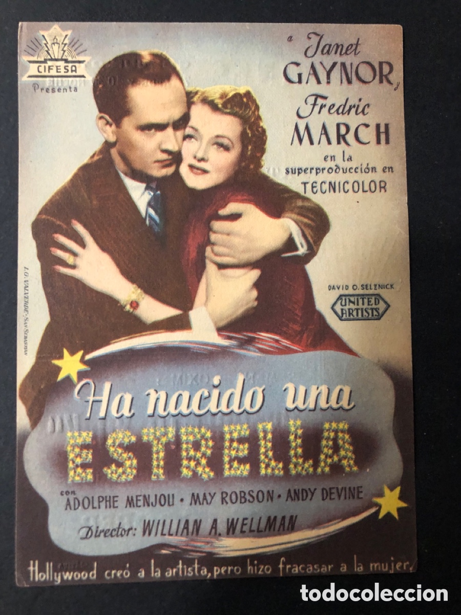  Foglietti di film di film antichi di cinema: Programa ha nacido una Estrella janet Gaynor con publicidad gran teatro jativa A11