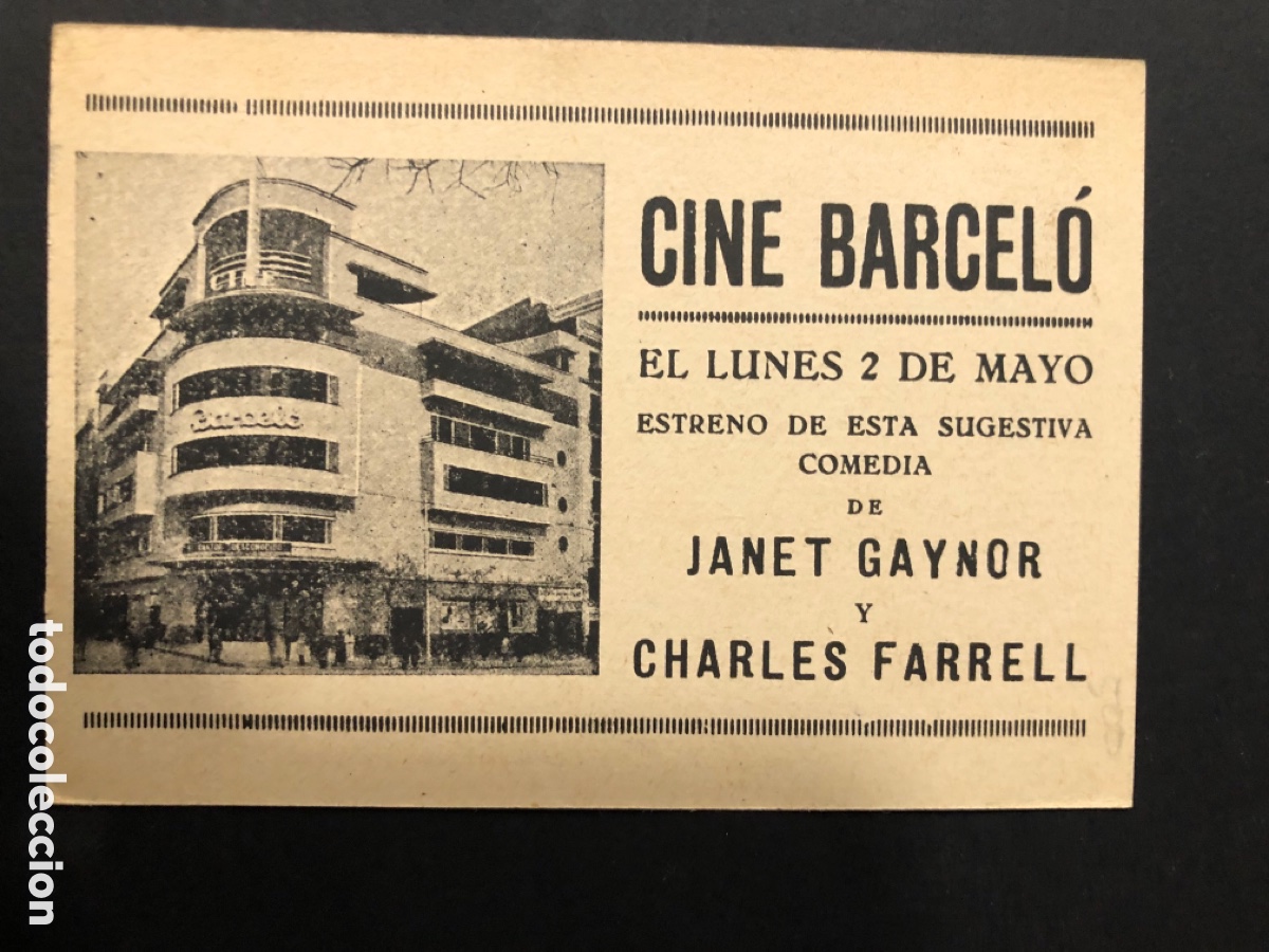  Foglietti di film di film antichi di cinema: Programa marianita janet Gaynor con publicidad cine barcelo madrid A11