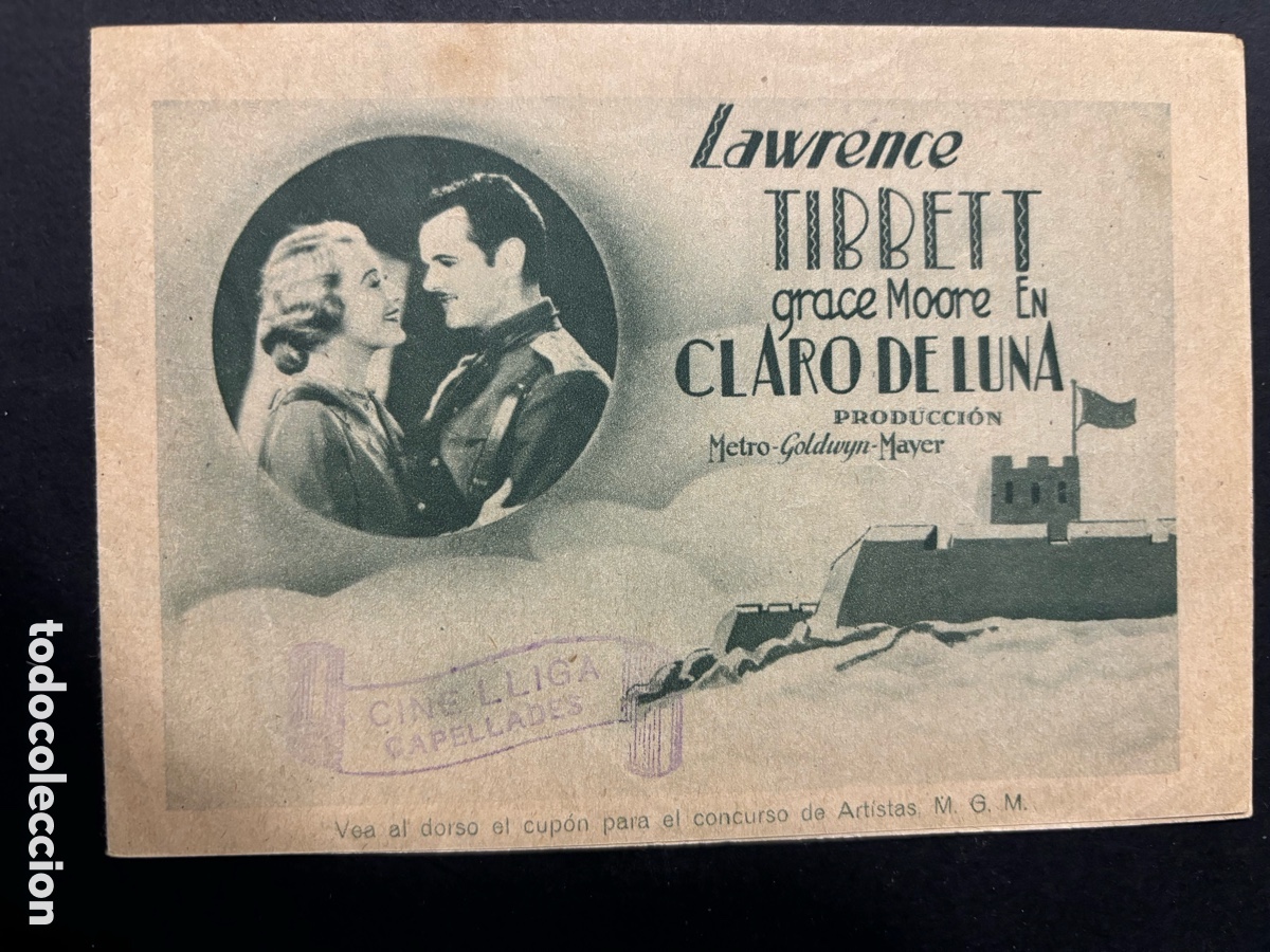 Cine: Programa MGM claro de luna lawrence tibbett con publicidad cine lliga capellades A11
