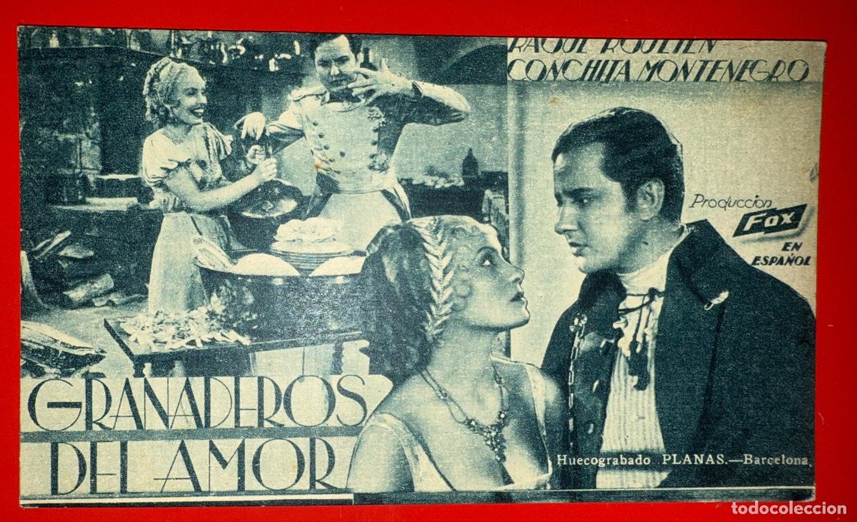 Cine: PROGRAMA DE CINE CON PUBLICIDAD, GRANADEROS DEL AMOR, RAOUL ROULIEN, CONCHITA MONTENEGRO,A&Ntilde;OS 30&acute;S