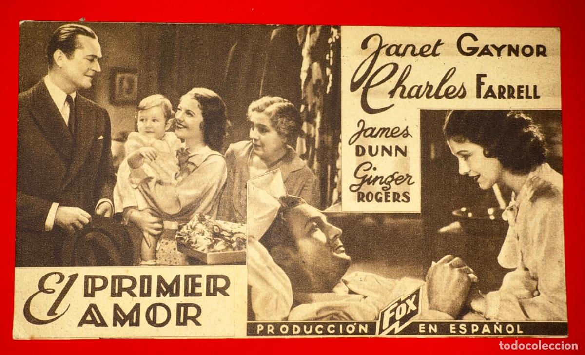 Cine: PROGRAMA DE CINE CON PUBLICIDAD EL PRIMER AMOR, JANET GAYNOR,CHARLES FARRELL,GINGER ROGERS,A&Ntilde;OS 30&acute;S