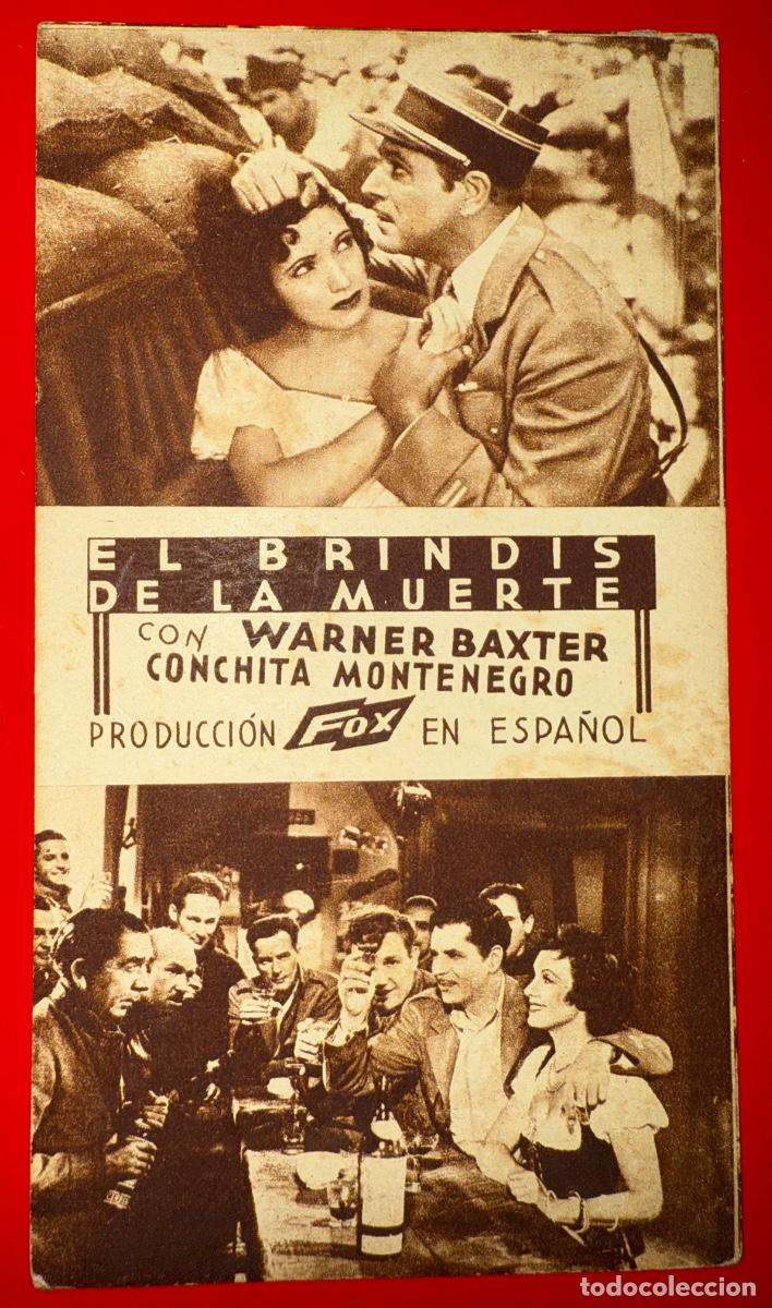 Cine: PROGRAMA DE CINE EL BRINDIS DE LA MUERTE, WARNER BAXTER, CONCHITA MONTENEGRO,A&Ntilde;OS 30&acute;S