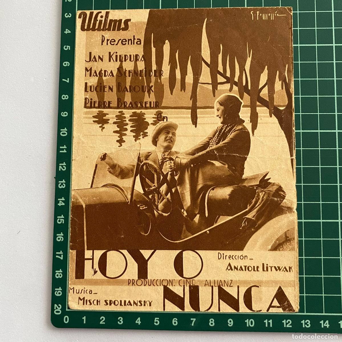 Cine: Programa de cine folleto de mano pelicula Hoy o nunca Els XIII 1935