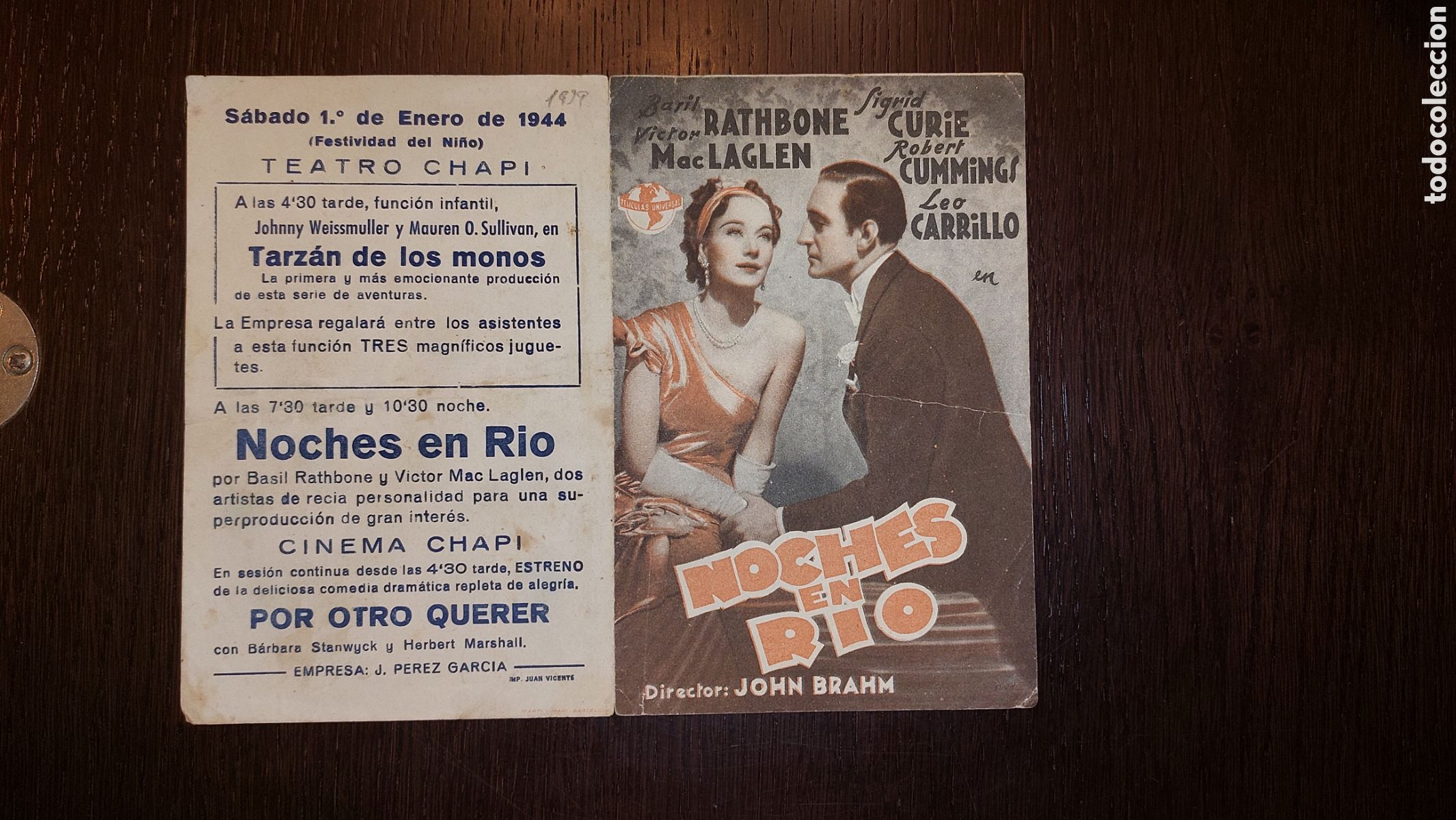 Cine: Programa doble Noches en Rio, Basil Rathbone, , Universal, Teatro Chap&iacute; - Foto 2