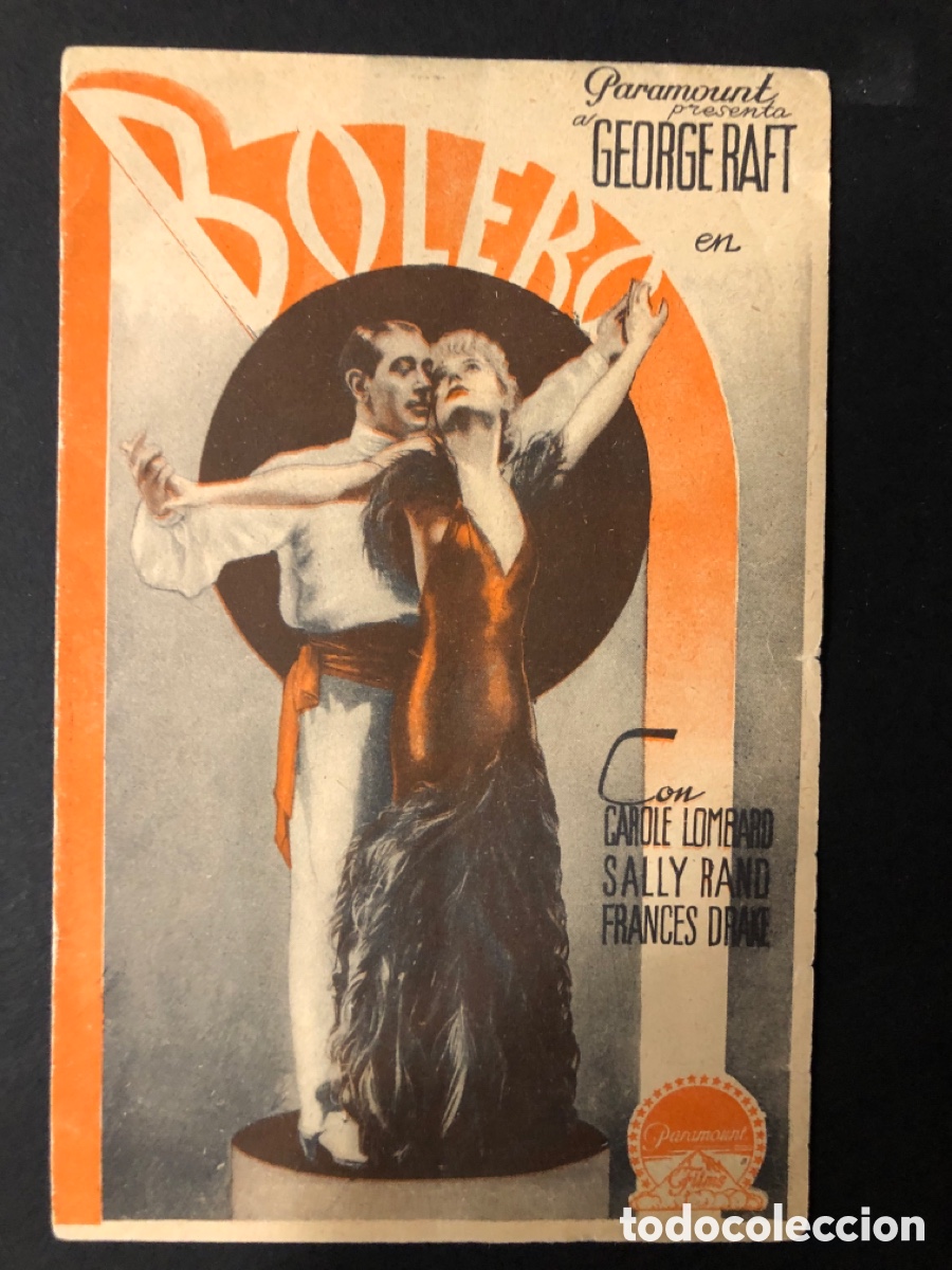Cine: Programa bolero George Raft carole lombard con publicidad cine numancia A10