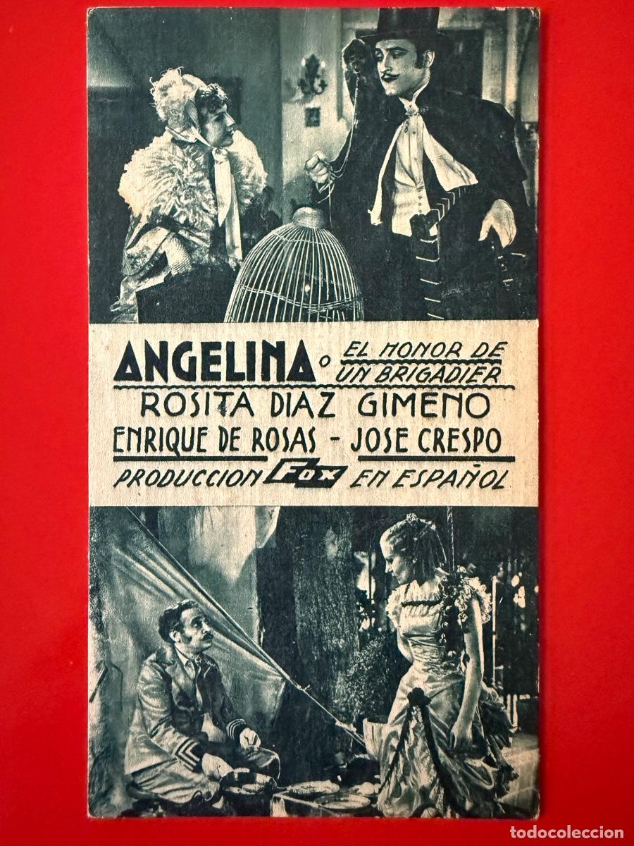 Folhetos de m&atilde;o de filmes antigos de cinema: PROGRAMA DE CINE CON PUBLICIDAD ANGELINA EL HONOR DE UN BRIGADIER,ROSITA D&Iacute;AZ,JOS&Eacute; CRESPO,A&Ntilde;OS 30&acute;S