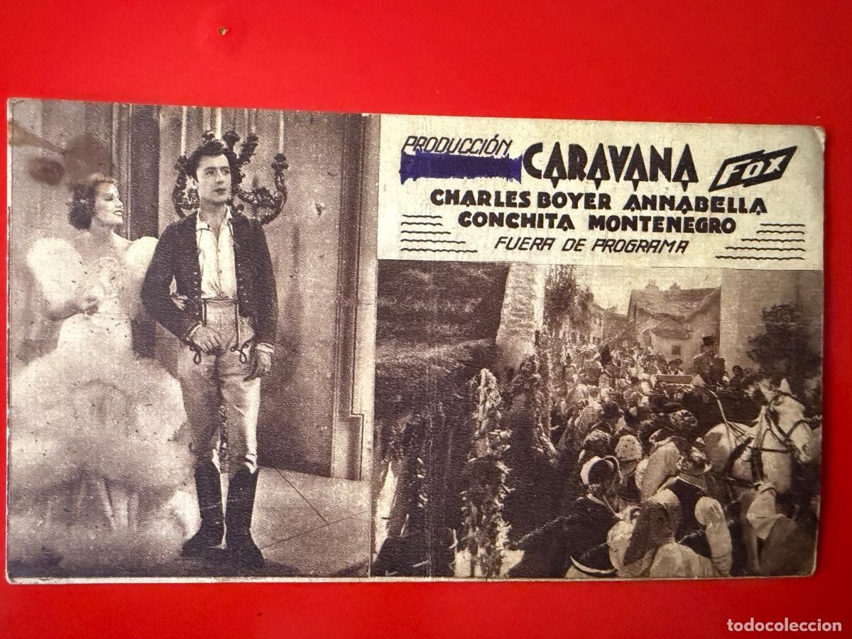 Folhetos de m&atilde;o de filmes antigos de cinema: PROGRAMA DE CINE CON PUBLICIDAD CARAVANA,CHARLES BOYER,CONCHITA MONTENEGRO,A&Ntilde;OS 30&acute;S