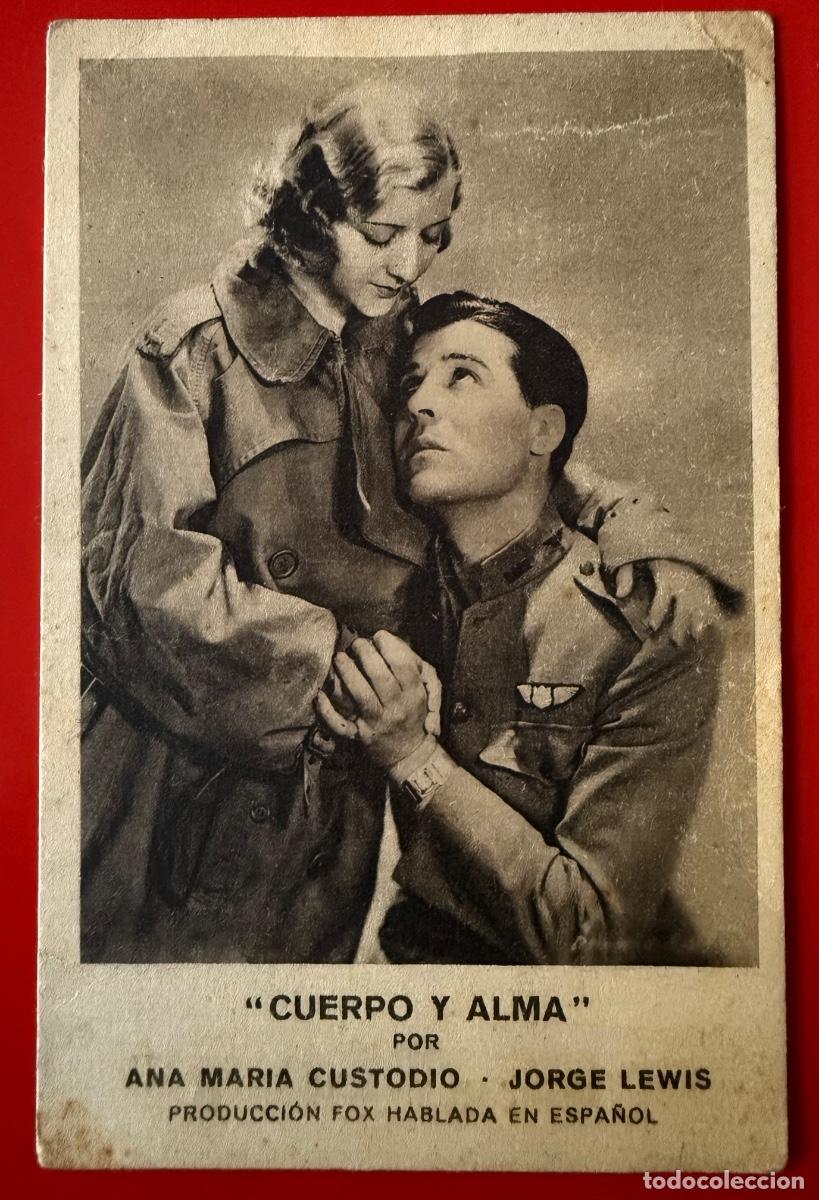 Folhetos de m&atilde;o de filmes antigos de cinema: PROGRAMA DE CINE CON PUBLICIDAD, CUERPO Y ALMA,ANA MAR&Iacute;A CUSTODIO,JORGE LEWIS,A&Ntilde;OS 30&acute;S