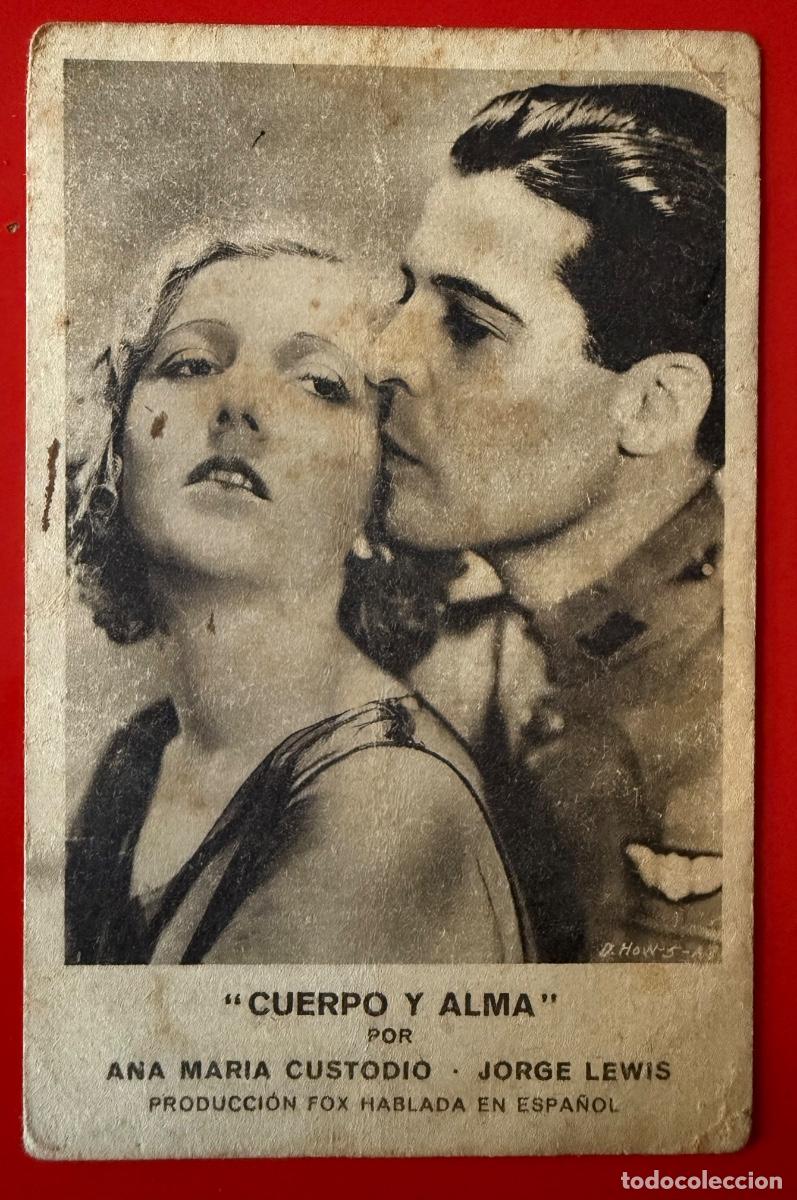 Folhetos de m&atilde;o de filmes antigos de cinema: PROGRAMA DE CINE CON PUBLICIDAD, CUERPO Y ALMA,ANA MAR&Iacute;A CUSTODIO,JORGE LEWIS,A&Ntilde;OS 30&acute;S