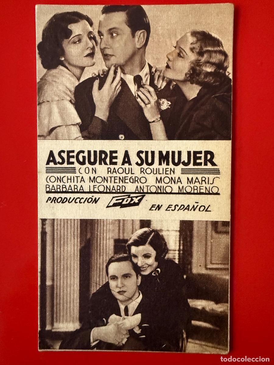 Kino: PROGRAMA DE CINE CON PUBLICIDAD, ASEGURE A SU MUJER,RAOUL ROULIEN,CONCHITA MONTENEGRO,A&Ntilde;OS 30&acute;S