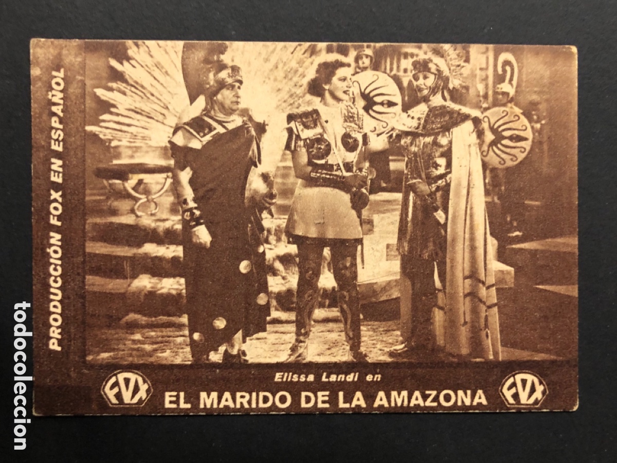Folhetos de m&atilde;o de filmes antigos de cinema: Programa el marido de la amazona Elissa landi con publicidad teatro c&iacute;rculo A10