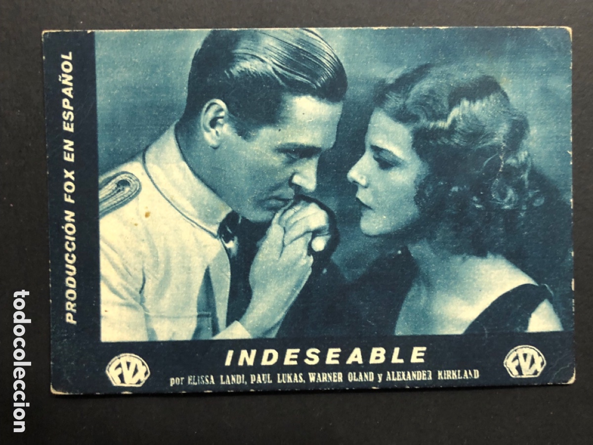 Folhetos de m&atilde;o de filmes antigos de cinema: Programa indeseable Elissa landi con publicidad teatro casares A10