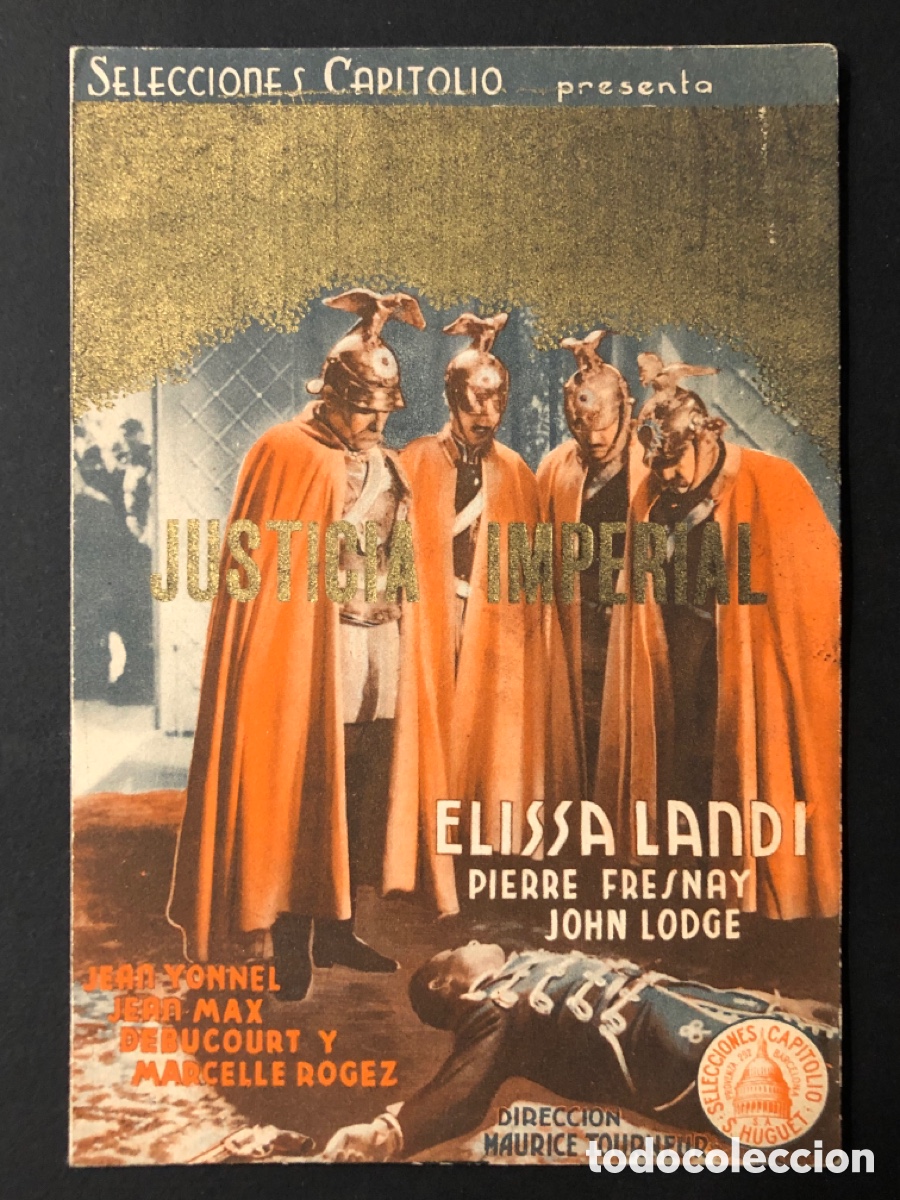 Folhetos de m&atilde;o de filmes antigos de cinema: Programa justicia imperial Elissa landi con publicidad econ&oacute;mico cine Palamos A10