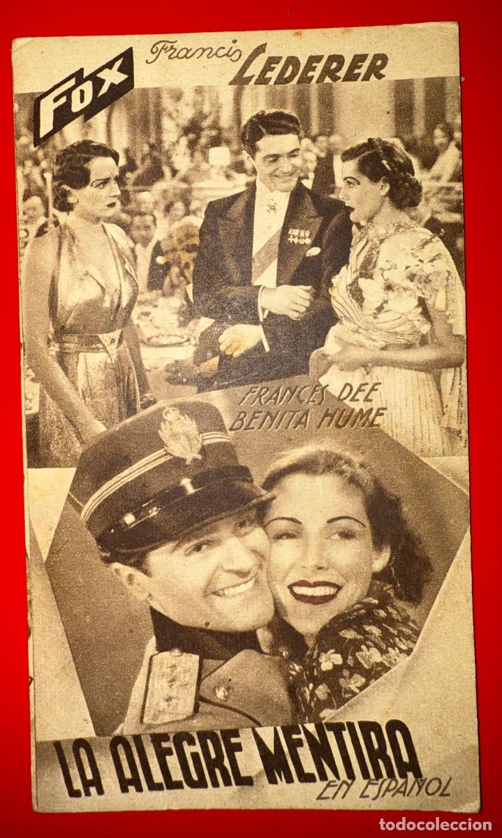 Folhetos de m&atilde;o de filmes antigos de cinema: PROGRAMA DE CINE CON PUBLICIDAD,LA ALEGRE MENTIRA, FRANCES DEE,BENITA HUME , A&Ntilde;OS 30&acute;S
