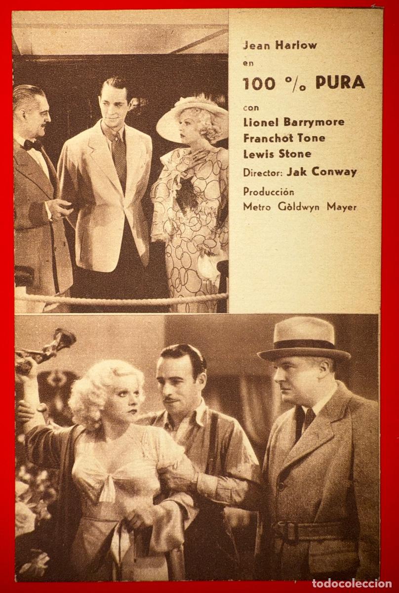 Cine: PROGRAMA DE CINE, 100 % PURA, JEAN HARLOW,LIONEL BARRYMORE,FRANCHOT TONE,A&Ntilde;OS 30&acute;S