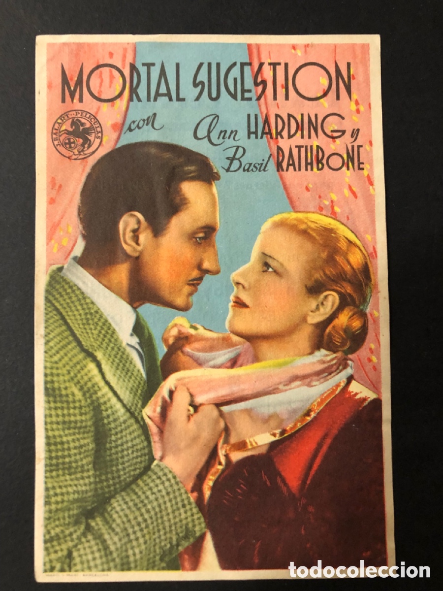 Cine: Programa mortal sugesti&oacute;n ann harding con publicidad teatro cervantes alcira A10