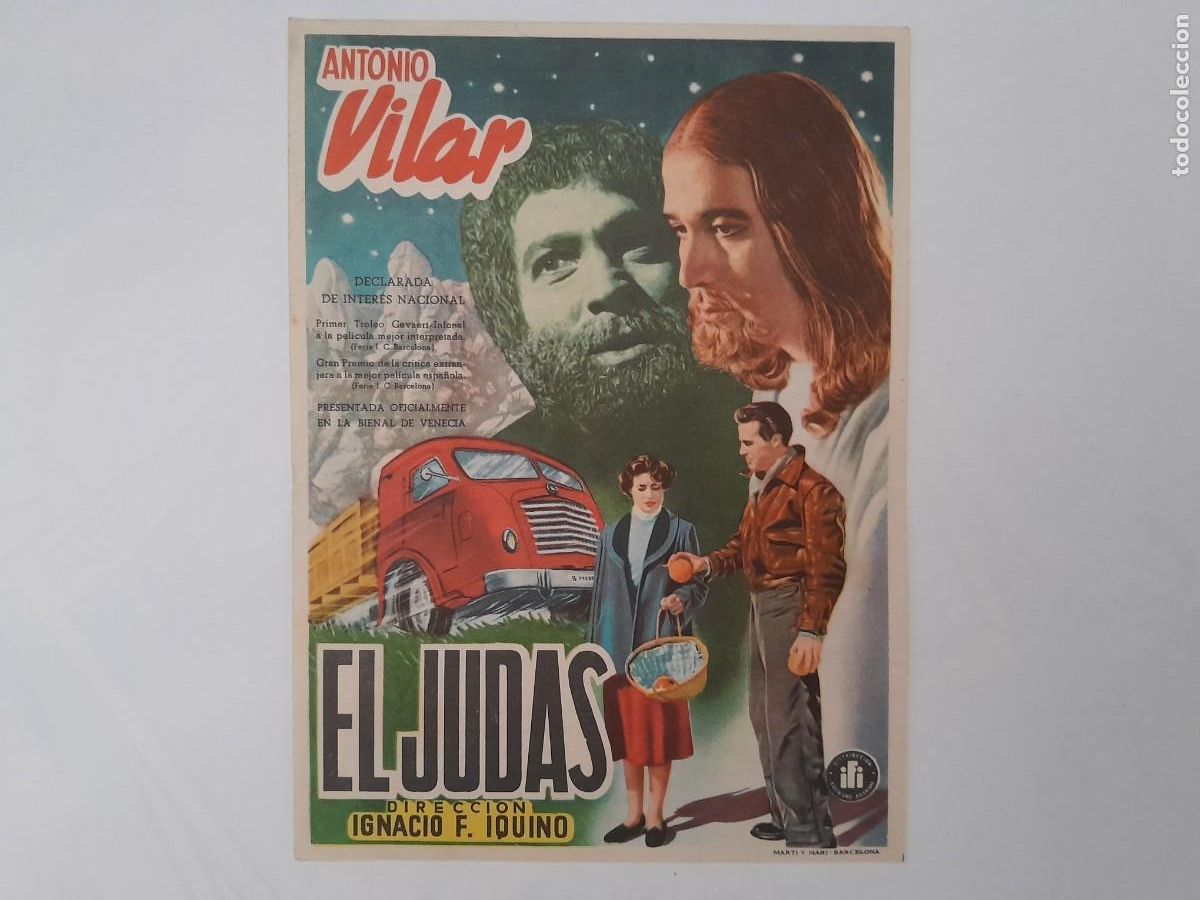 Cine: FOLLETO DE MANO EL JUDAS ANTONIO VILAR CINE UNION MUSICAL LIRIA FM1 RV